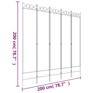 Διαχωριστικό Δωματίου με 5 Πάνελ Καφέ 200x200 εκ. από Ύφασμα