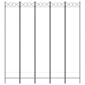 Διαχωριστικό Δωματίου με 5 Πάνελ Λευκό 200x220 εκ. από Ύφασμα