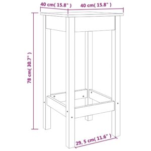 Καρέκλες Μπαρ 2 τεμ. 40x40x78 εκ. Μασίφ Ξύλο Πεύκου