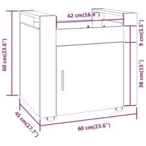 Τρόλεϊ Γραφείου Μαύρο 60 x 45 x 60 εκ. από Επεξεργασμένο Ξύλο