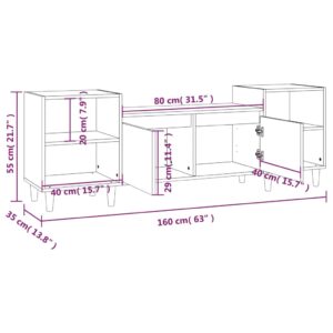 Έπιπλο Τηλεόρασης Καφέ Δρυς 160x35x55 εκ. Επεξεργασμένο Ξύλο