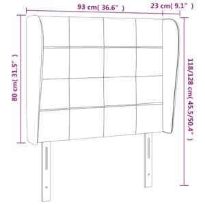 Κεφαλάρι με Πτερύγια Σκούρο Γκρι 93 x 23 x 118/128εκ.Υφασμάτινο