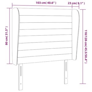 Κεφαλάρι με Πτερύγια Ανοιχτό Γκρι 103x23x118/128 εκ. Υφασμάτινο