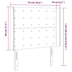 Κεφαλάρι Κρεβατιού LED Γκρι 93x16x118/128 εκ. Συνθετ. Δέρμα