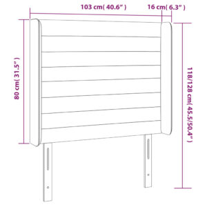 Κεφαλάρι Κρεβατιού LED Σκούρο Γκρι 103x16x118/128εκ. Βελούδινο