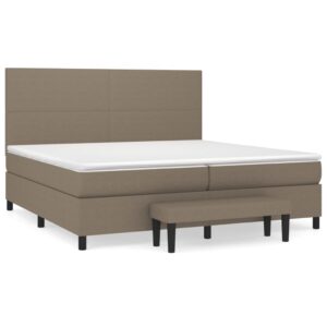 Κρεβάτι Boxspring με Στρώμα Taupe 200x200 εκ. Υφασμάτινο