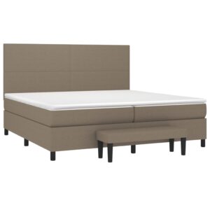 Κρεβάτι Boxspring με Στρώμα Taupe 200x200 εκ. Υφασμάτινο