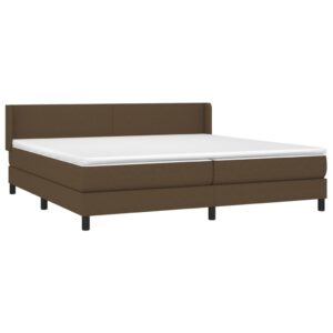 Κρεβάτι Boxspring με Στρώμα Σκούρο Καφέ 200x200 εκ. Υφασμάτινο