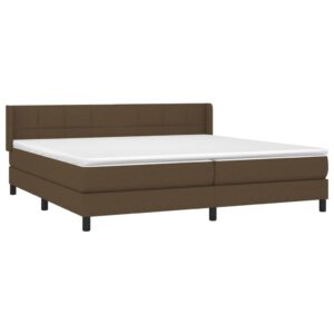 Κρεβάτι Boxspring με Στρώμα Σκούρο Καφέ 200x200 εκ. Υφασμάτινο