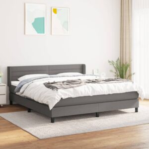 Κρεβάτι Boxspring με Στρώμα Σκούρο Γκρι 180x200 εκ Υφασμάτιν