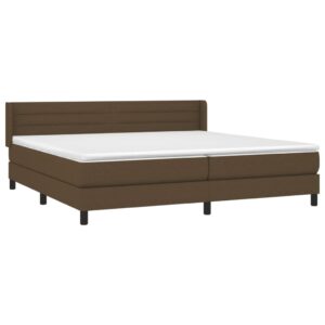 Κρεβάτι Boxspring με Στρώμα Σκούρο Καφέ 200x200 εκ. Υφασμάτινο