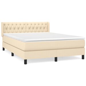 Κρεβάτι Boxspring με Στρώμα Κρεμ 140x200 εκ. Υφασμάτινο