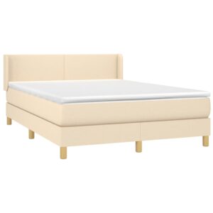 Κρεβάτι Boxspring με Στρώμα Κρεμ 140x200 εκ. Υφασμάτινο