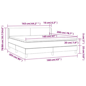 Κρεβάτι Boxspring με Στρώμα Σκούρο Καφέ 160x200 εκ Υφασμάτινο