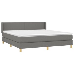 Κρεβάτι Boxspring με Στρώμα Σκούρο Γκρι 180x200 εκ Υφασμάτιν