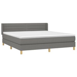 Κρεβάτι Boxspring με Στρώμα Σκούρο Γκρι 160x200 εκ Υφασμάτινο