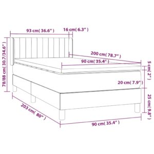 Κρεβάτι Boxspring με Στρώμα Κρεμ 90x200 εκ.Υφασμάτινο