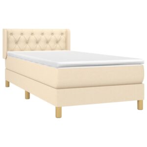 Κρεβάτι Boxspring με Στρώμα Κρεμ 80 x 200 εκ. Υφασμάτινο