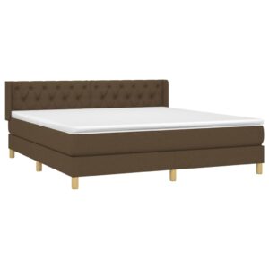 Κρεβάτι Boxspring με Στρώμα Σκούρο Καφέ 160x200 εκ Υφασμάτινο