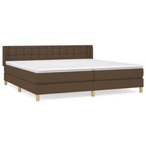 Κρεβάτι Boxspring με Στρώμα Σκούρο Καφέ 160x200 εκ Υφασμάτινο