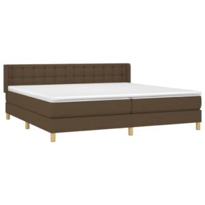 Κρεβάτι Boxspring με Στρώμα Σκούρο Καφέ 160x200 εκ Υφασμάτινο