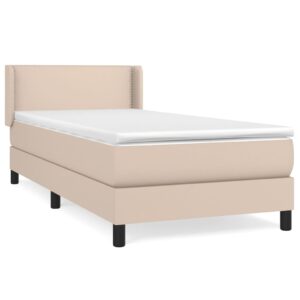 Κρεβάτι Boxspring με Στρώμα Καπουτσίνο 90x200εκ.από Συνθ. Δέρμα