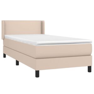 Κρεβάτι Boxspring με Στρώμα Καπουτσίνο 90x200εκ.από Συνθ. Δέρμα