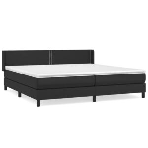 Κρεβάτι Boxspring με Στρώμα Μαύρο 200x200 εκ. Συνθετικό Δέρμα