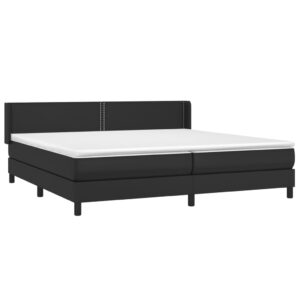 Κρεβάτι Boxspring με Στρώμα Μαύρο 200x200 εκ. Συνθετικό Δέρμα