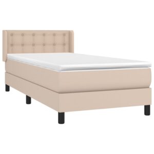 Κρεβάτι Boxspring με Στρώμα Καπουτσίνο 90x200εκ.από Συνθ. Δέρμα