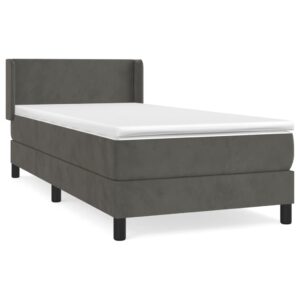 Κρεβάτι Boxspring με Στρώμα Σκούρο Γκρι 80x200 εκ. Βελούδινο