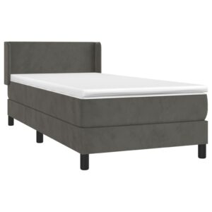 Κρεβάτι Boxspring με Στρώμα Σκούρο Γκρι 80x200 εκ. Βελούδινο