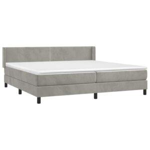 Κρεβάτι Boxspring με Στρώμα Ανοιχτό Γκρι 200x200 εκ. Βελούδινο