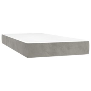 Κρεβάτι Boxspring με Στρώμα Ανοιχτό Γκρι 90x200 εκ. Βελούδινο