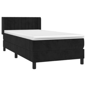 Κρεβάτι Boxspring με Στρώμα Μαύρο 90x200 εκ. Βελούδινο