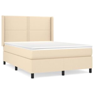 Κρεβάτι Boxspring με Στρώμα Κρεμ 140x200 εκ. Υφασμάτινο