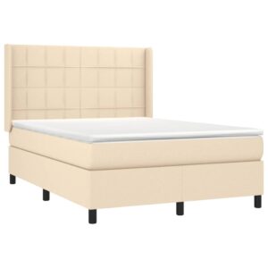 Κρεβάτι Boxspring με Στρώμα Κρεμ 140x200 εκ. Υφασμάτινο