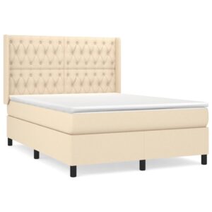 Κρεβάτι Boxspring με Στρώμα Κρεμ 140x200 εκ. Υφασμάτινο