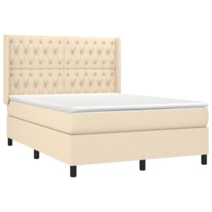 Κρεβάτι Boxspring με Στρώμα Κρεμ 140x200 εκ. Υφασμάτινο