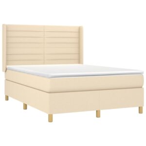 Κρεβάτι Boxspring με Στρώμα Κρεμ 140x200 εκ. Υφασμάτινο