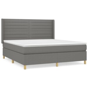 Κρεβάτι Boxspring με Στρώμα Σκούρο Γκρι 160x200 εκ Υφασμάτινο