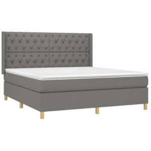 Κρεβάτι Boxspring με Στρώμα Σκούρο Γκρι 160x200 εκ Υφασμάτινο