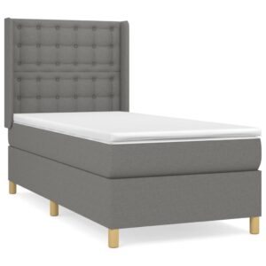 Κρεβάτι Boxspring με Στρώμα Σκούρο Γκρι 80x200 εκ. Υφασμάτινο