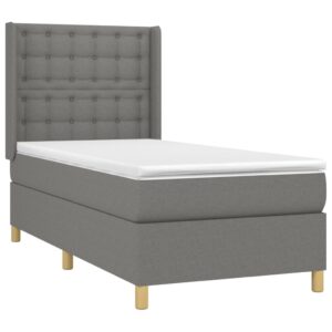 Κρεβάτι Boxspring με Στρώμα Σκούρο Γκρι 80x200 εκ. Υφασμάτινο