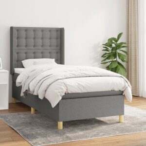 Κρεβάτι Boxspring με Στρώμα Σκούρο Γκρι 80x200 εκ. Υφασμάτινο