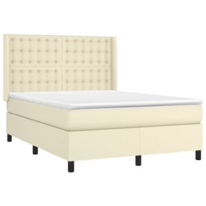 Κρεβάτι Boxspring με Στρώμα Κρεμ 140x190εκ. από Συνθετικό Δέρμα