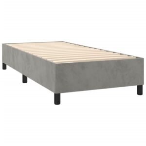 Κρεβάτι Boxspring με Στρώμα Ανοιχτό Γκρι 90x200 εκ. Βελούδινο