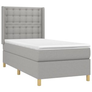 Κρεβάτι Boxspring με Στρώμα & LED Αν.Γκρι 90x200 εκ. Υφασμάτινο