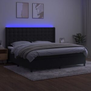 Κρεβάτι Boxspring με Στρώμα & LED Μαύρο 200x200 εκ. Βελούδινο