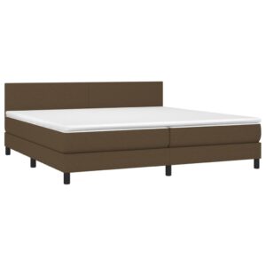 Κρεβάτι Boxspring με Στρώμα & LED Σκ.Καφέ 200x200 εκ Υφασμάτινο